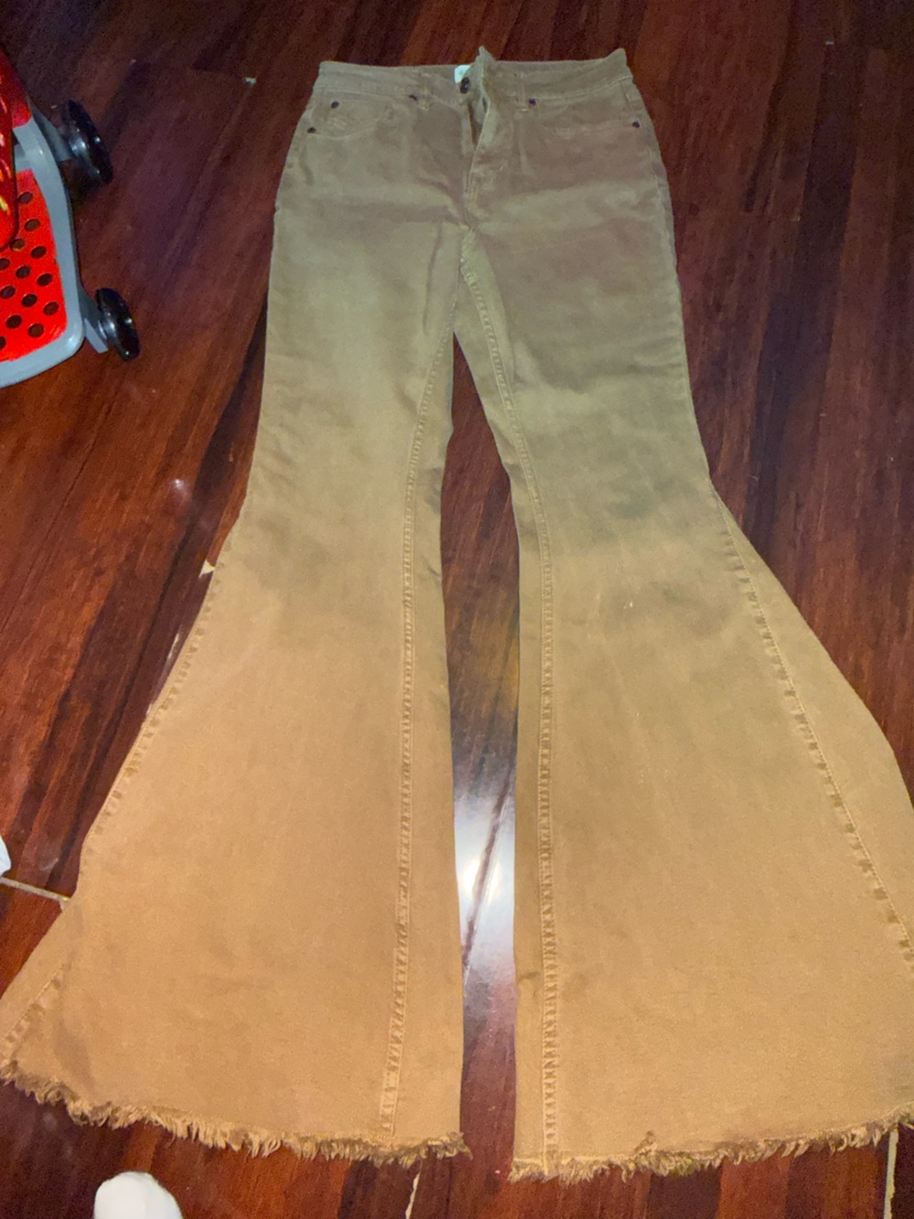 Shyanne Wide-Leg Flare Chino Pants in tan Brown